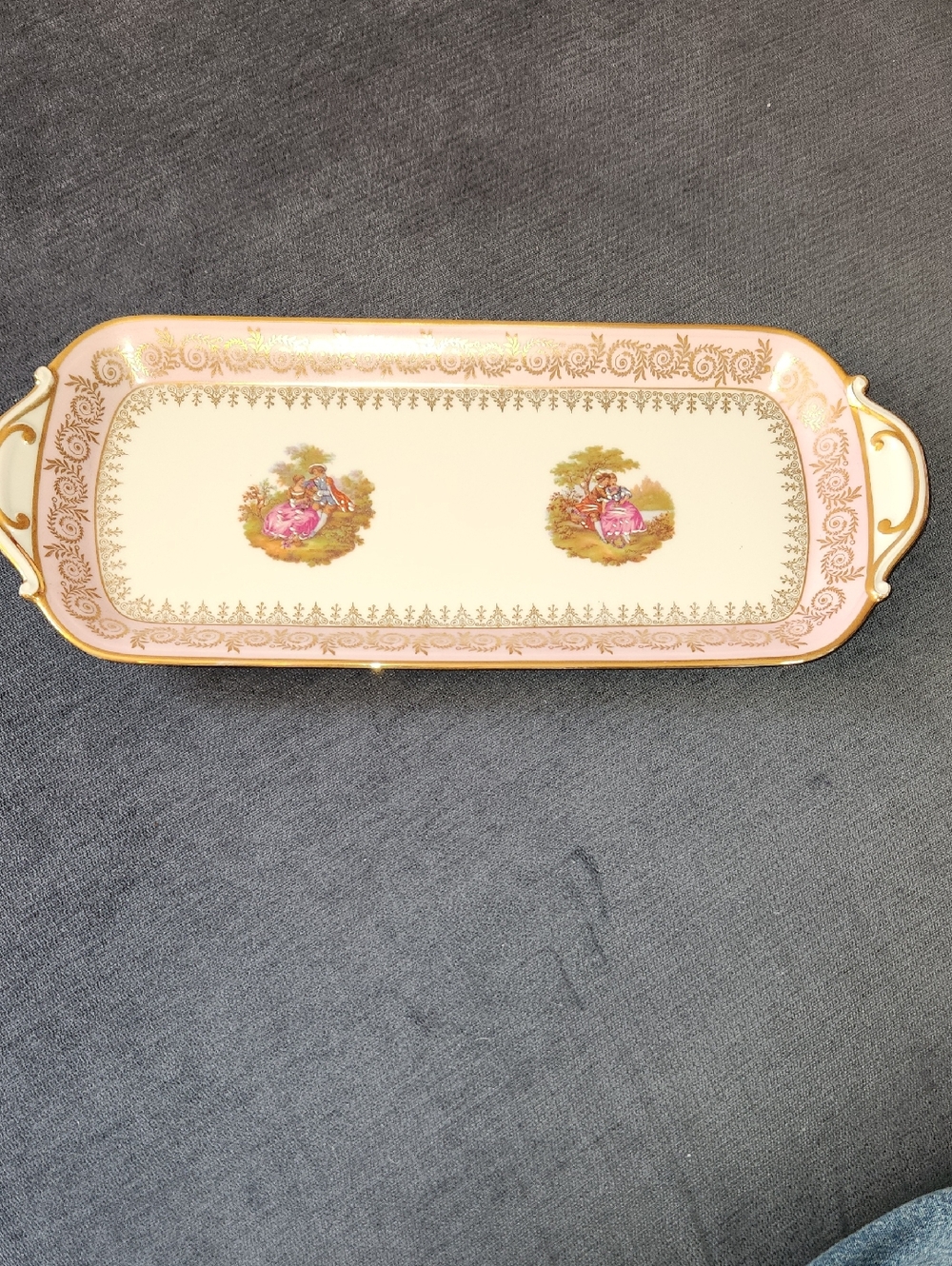 Vintage Limoges Courting Couple Handpainted Porcelain Serving Tray